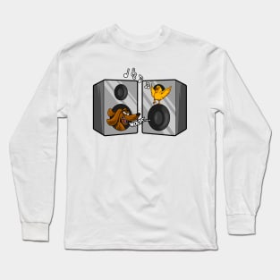 Dog and Songbird Rock and Roll Music Speakers Long Sleeve T-Shirt